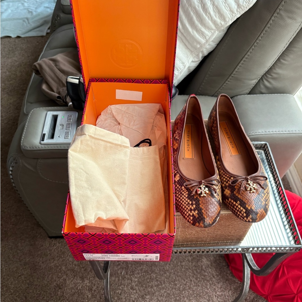 Chic Brown Python Print Women's Flats - image 1